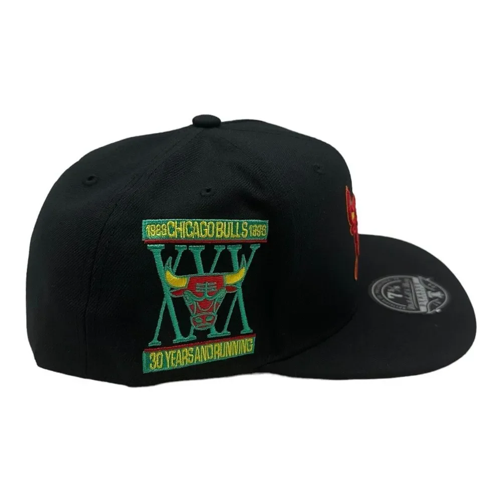 Mitchell & Ness Chicago Bulls 30th Anniversary NBA Black Orange Fitted Hat 7 5/8
